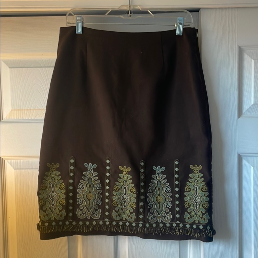 Embroidered Brown Skirt